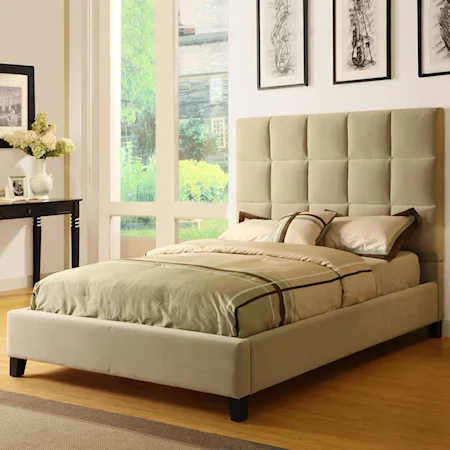 Queen Bed with Plush Headboard